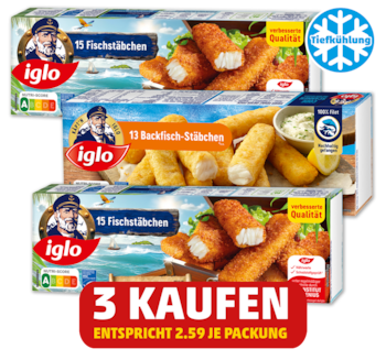 IGLO 15 Fischstäbchen* oder 13 Backfisch-Stäbchen