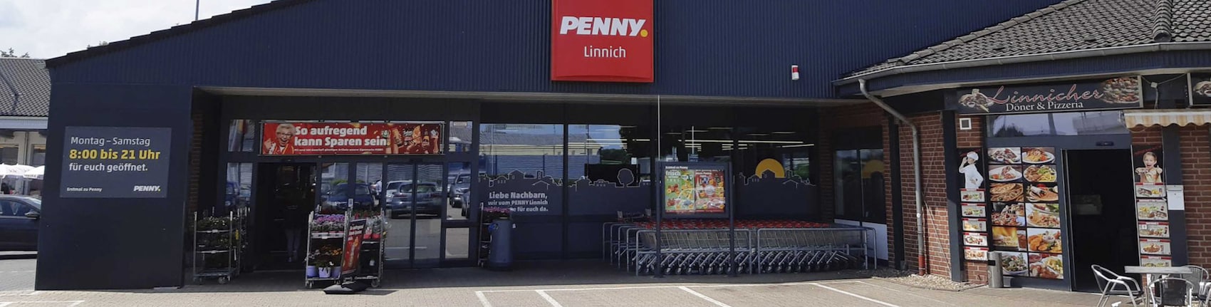 sie sehen den Eingang vom Penny Markt Linnich Erkelenzer Str. 11-13
