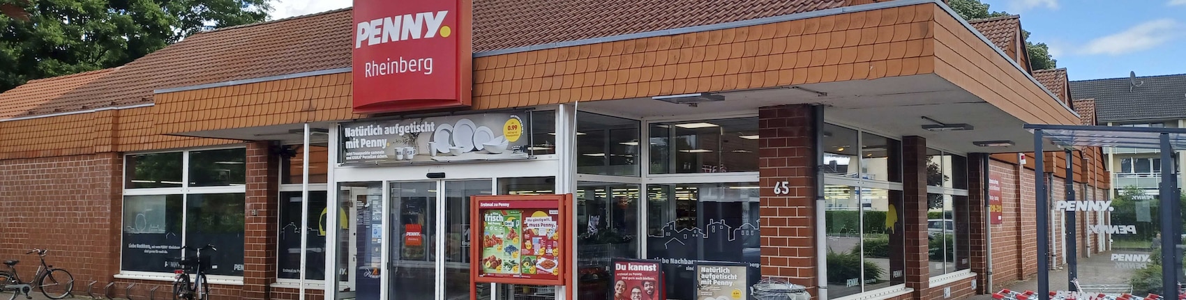 Sie sehen den Eingang vom Penny Markt Rheinberg Annastrasse 65