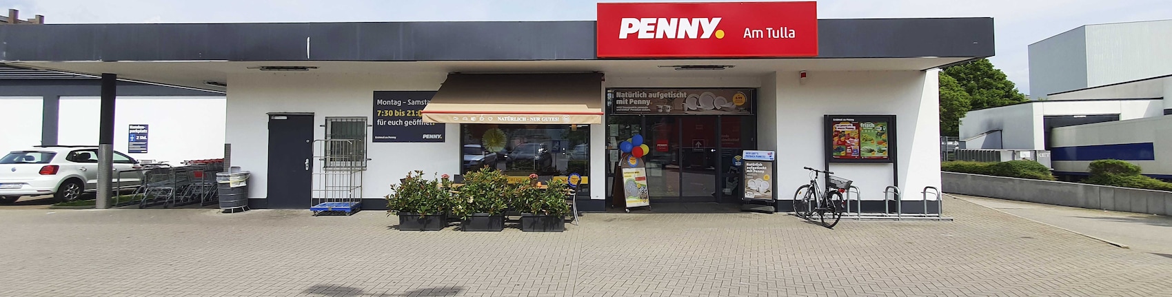 Sie sehen den Eingang vom Penny Markt in Rastatt, Biblisweg 6 A