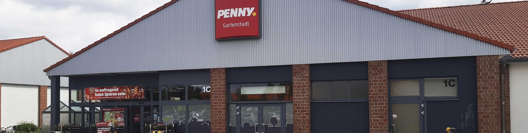 Sie sehen den Eingang vom Penny Markt in Braunschweig, Fabrikstraße 1C