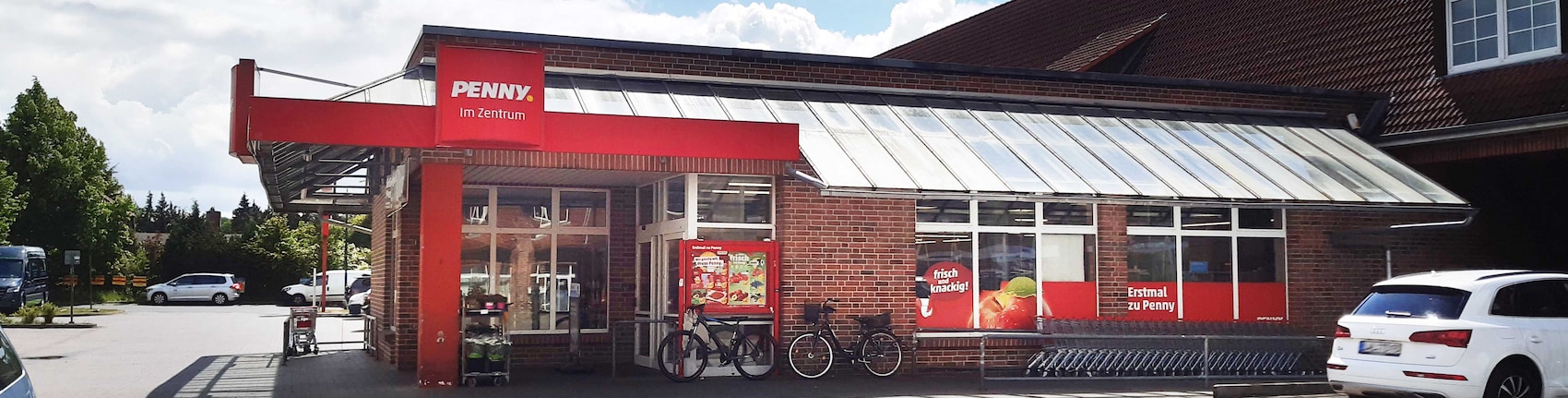 sie sehen den Eingang vom Penny Markt in Wittenburg Buergermeister-Ahrens-Ring 13