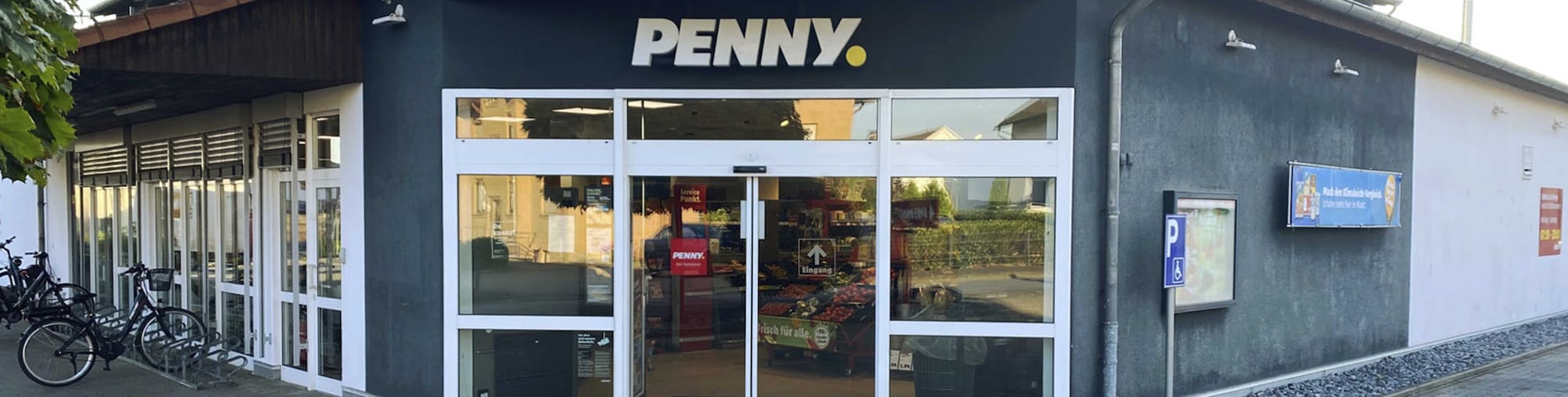 Sie sehen den Eingang vom Penny Markt in Rahden, Lemfoerder Str. 21