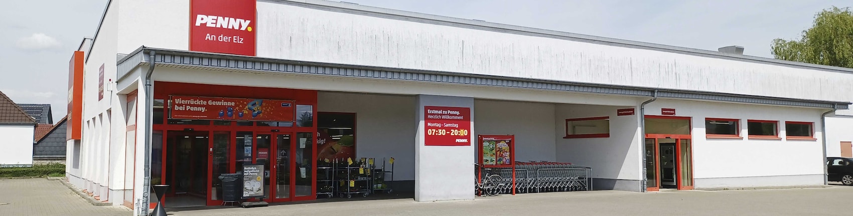 Sie sehen den Eingang vom Penny Markt in Teningen, Hans-Theisen-Str. 18