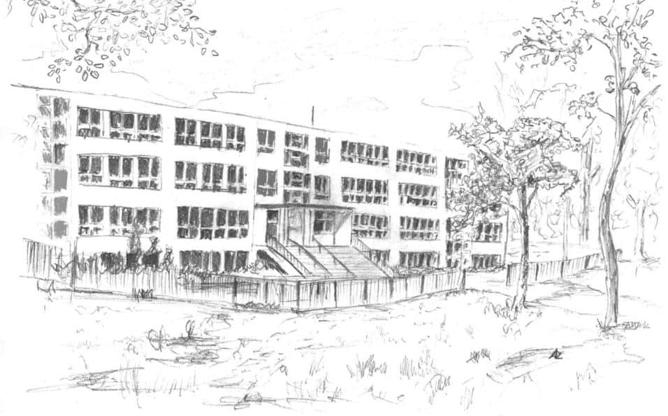 Zeichnung des Schulgebäudes