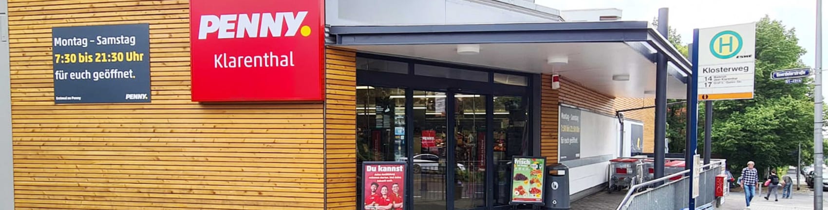 Sie sehen den Eingang vom Penny Markt in Wiesbaden, Goerdelerstrasse 51