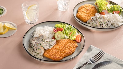 Veganes Schnitzel mit Champignons 