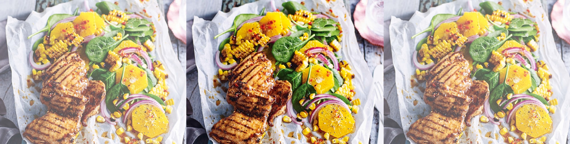 Hähnchen mit Orangensalat