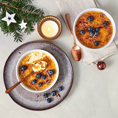Dieses Bild zeigt die fertige Crème Brûlée.