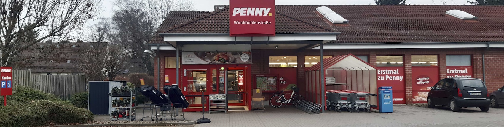 Sie sehen den Eingang vom Penny Markt in Bueckeburg, Windmuehlenstr. 40