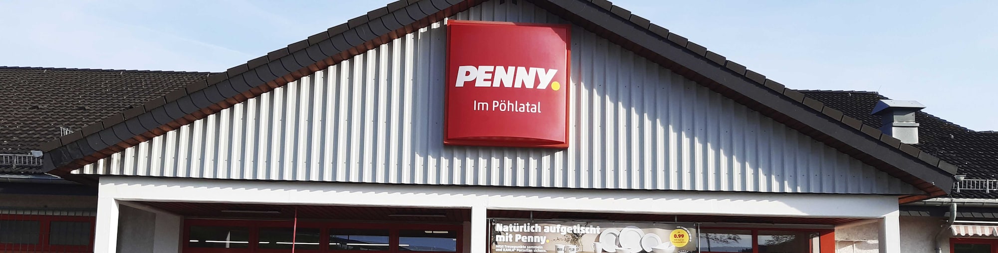 Sie sehen den Eingang vom Penny Markt in Koenigswalde Gewerbegebiet 1