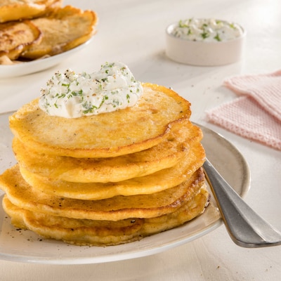 Dieses Bild zeigt unsere herzhaften Pfannkuchen.
