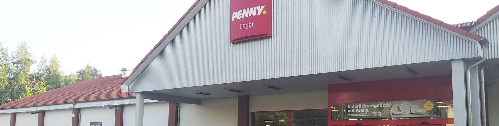 Sie sehen den Eingang vom Penny Markt in Enger, Niedermuehlenstr. 5