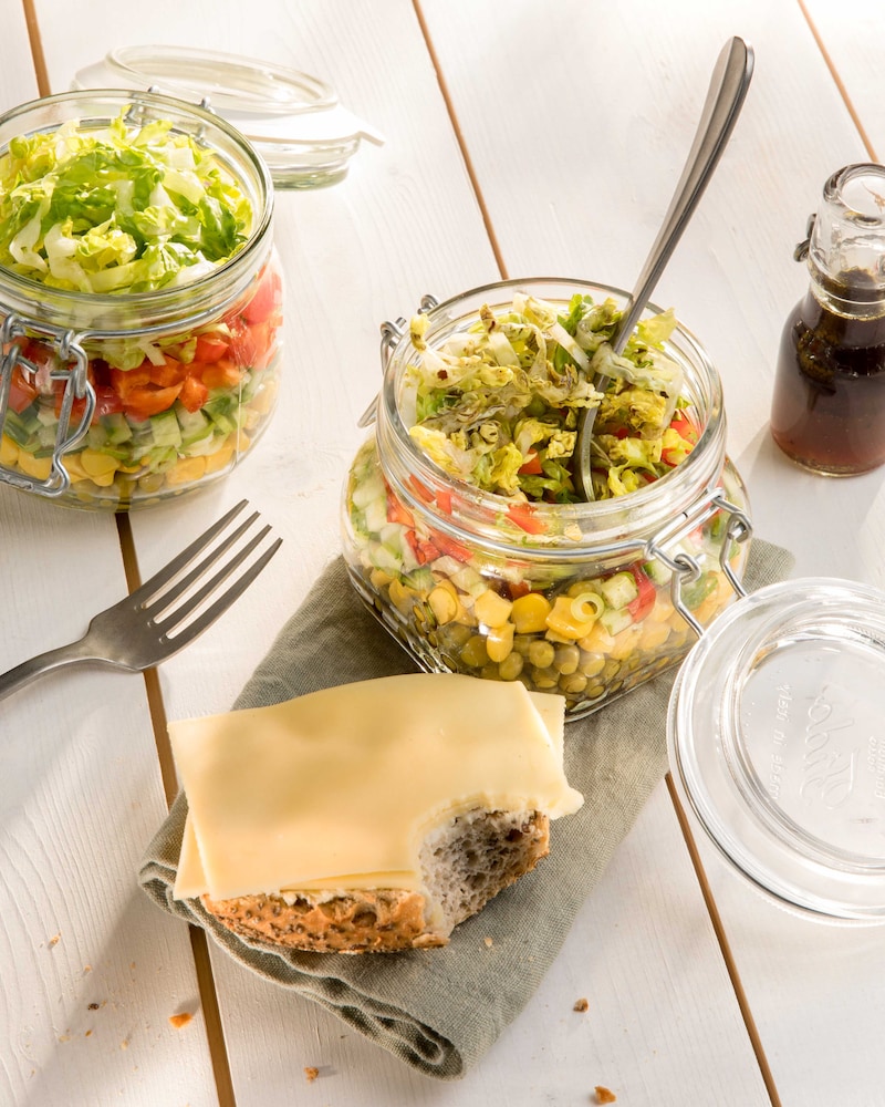 Auf diesem Bild siehst du unseren Schichtsalat.