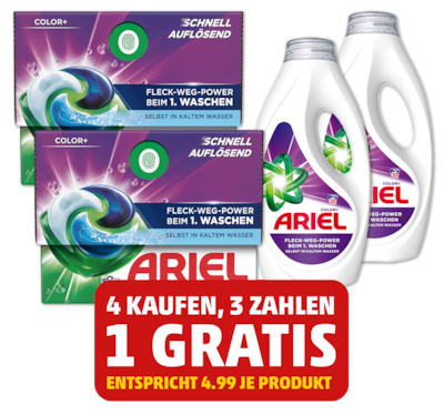 ARIEL All in 1 Color Pods- oder Color Waschmittel flüssig 14.97²
