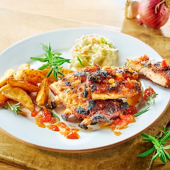 Auf diesem Bild siehst du unsere Ribs spicy`n`Sausages.