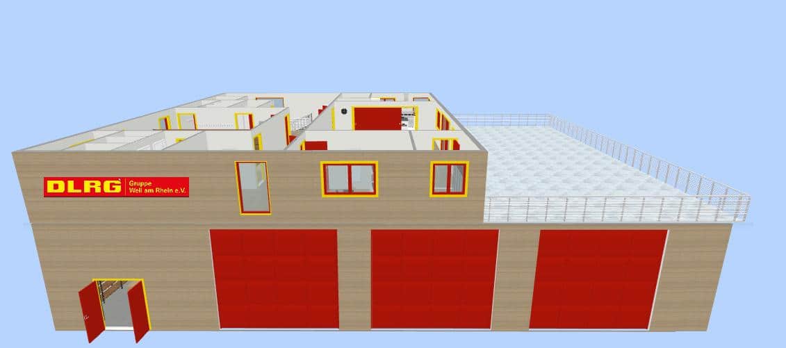 3D-Zeichnung des geplanten Neubaus des Vereins