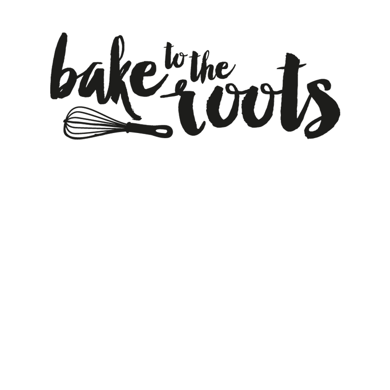 Auf diesem Bild siehst du den geschwungenen Schriftzug "Bake to the Roots".