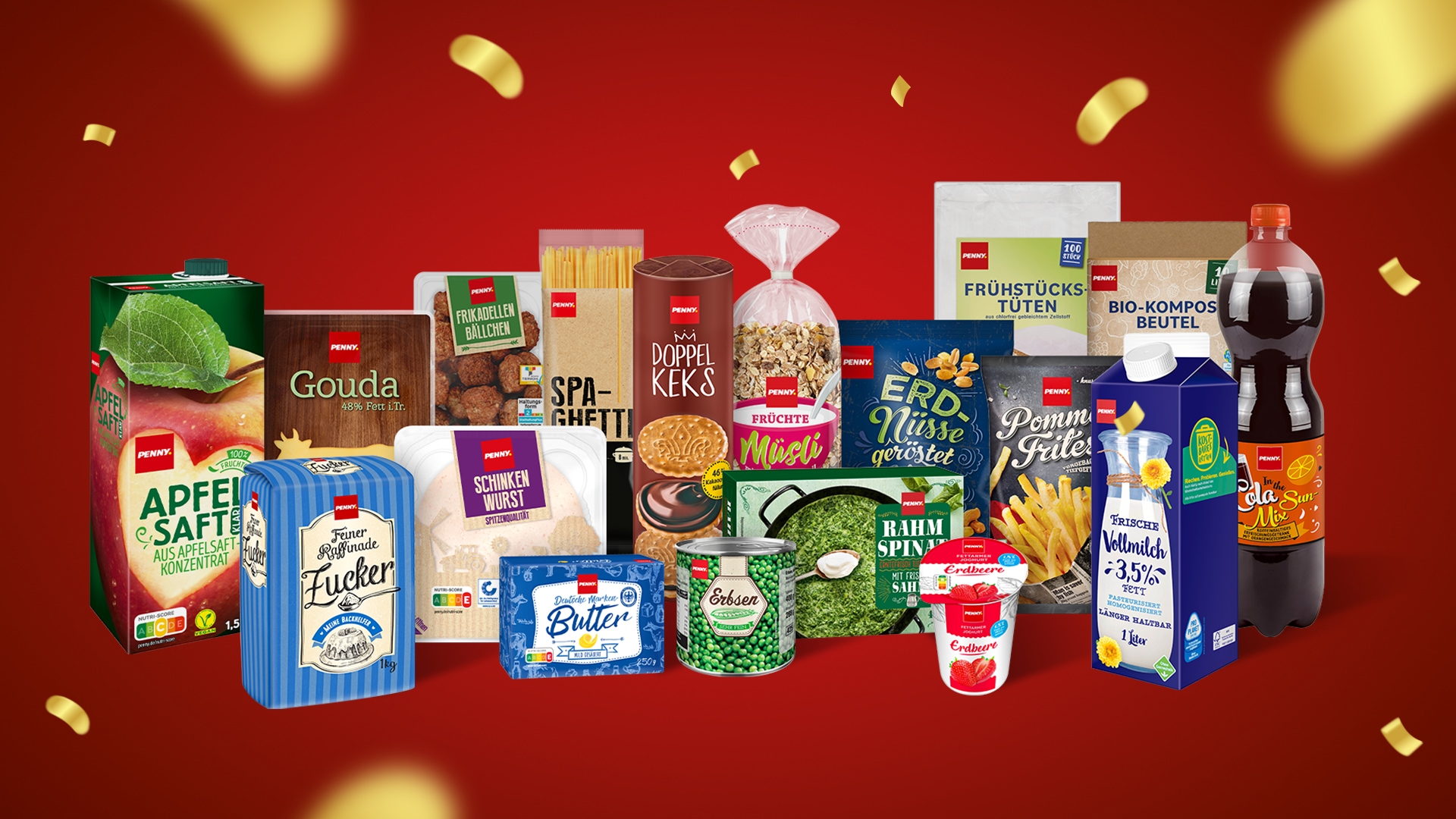 Produkte der Marke PENNY mit Konfetti