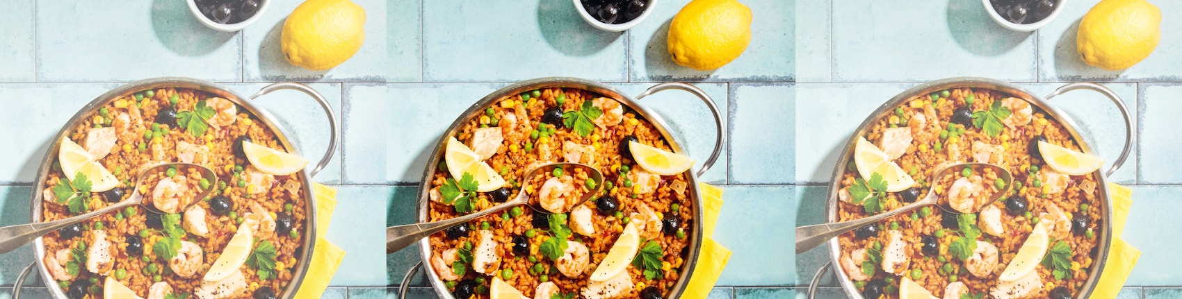 Spanische Fisch-Paella mit Zitrone