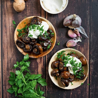 Diese Bild zeigt die fertig gebratene Champignons.