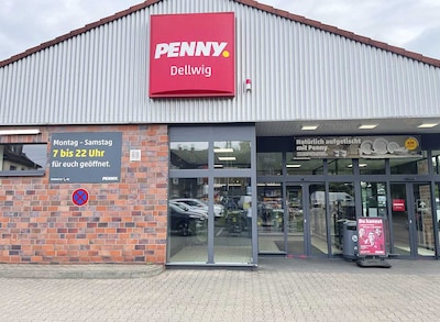 Sie sehen den Eingang vom Penny Markt in Essen - Dellwig, Donner Str. 218-220