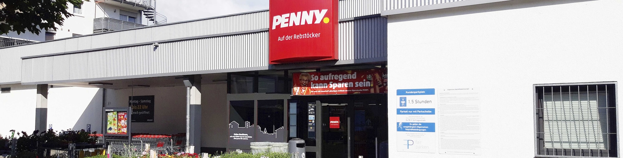 Sie sehen den Eingang vom Penny Markt in Frankfurt/Gallusviertel, Rebstöcker Str. 62