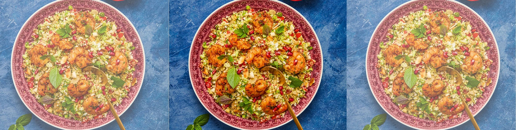Dieses Bild zeigt die fertigen Feurige-Harissa-Garnelen.