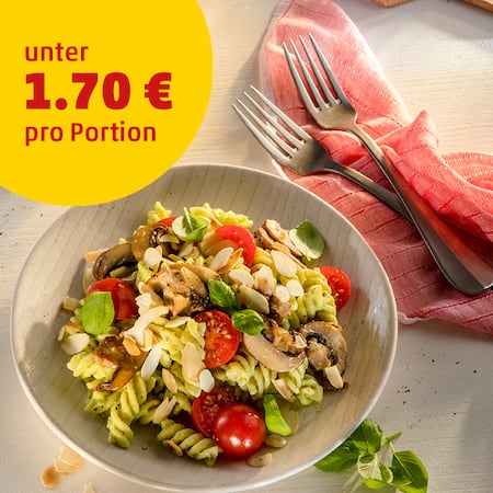 Auf diesem Bild siehst du unsere Nudeln mit Avocado-Soße.