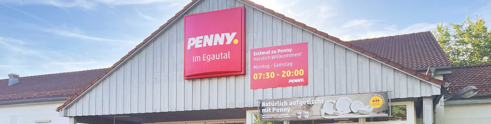 Sie sehen den Eingang vom Penny Markt in Wittislingen, Papiermuehlenweg 2