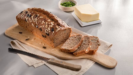 Dieses Bild zeigt das fertige Dinkelvollkornbrot.