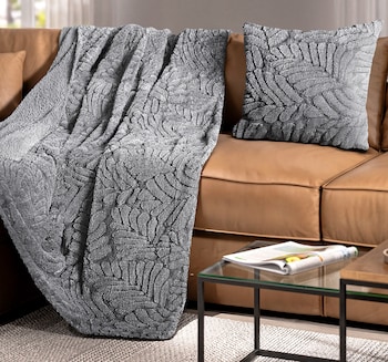 HOME IDEAS Living Jacquard-Sherpa-Kuscheldecke und -Deko-Kissen*