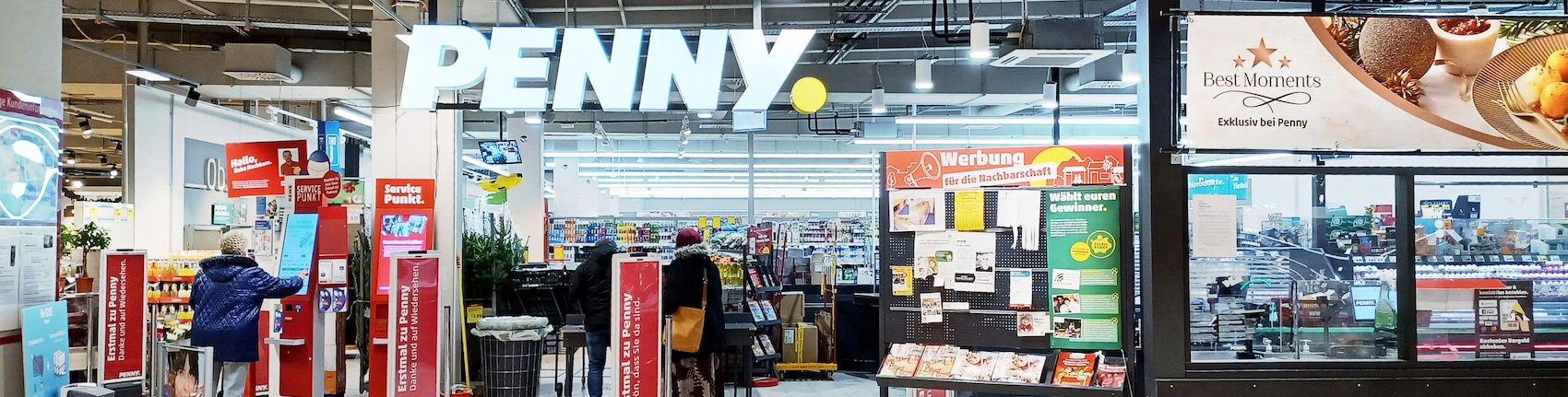 Sie sehen den Eingang vom Penny Markt in Hamburg, Lorenzenweg 3