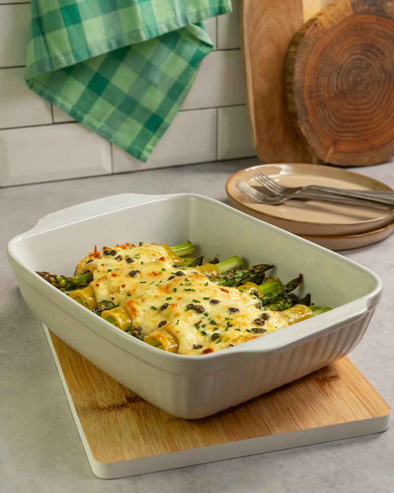 Dieses Bild zeigt die fertige Spargel-Cannelloni.