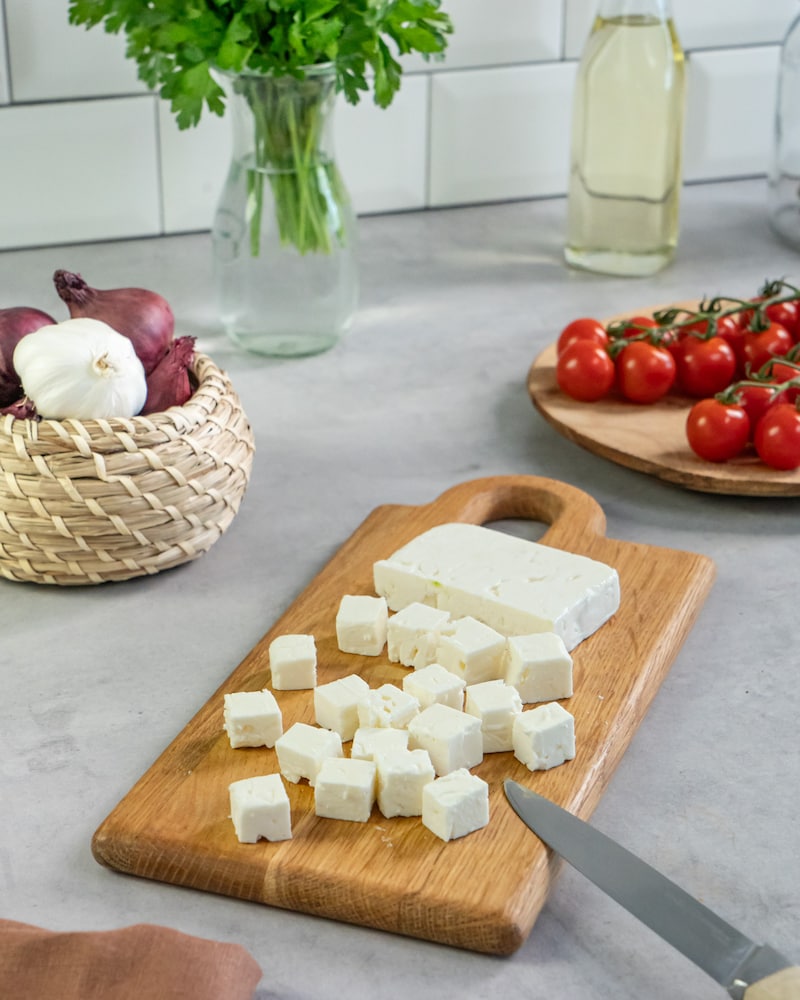 Dieses Bild zeigt den gewürfelten Feta.