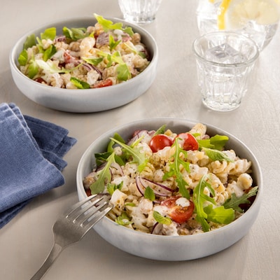 Diese Bild zeigt den Nudelsalat mit Kichererbsen