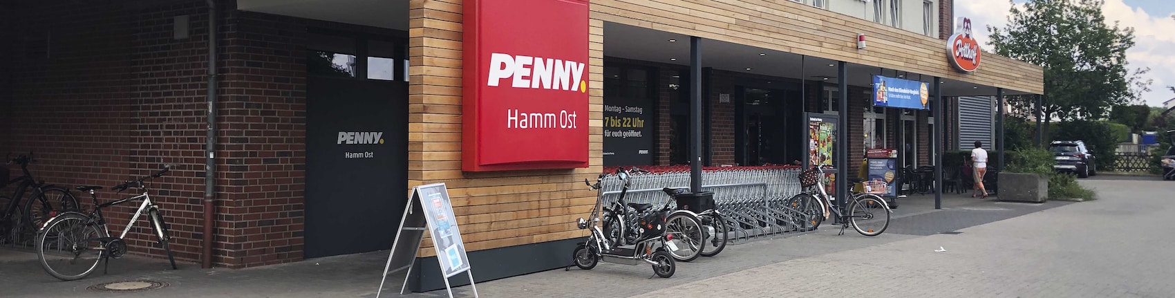 Sie sehen den Eingang vom Penny Markt in Hamm - Heesen, Alter Uentroper Weg 53