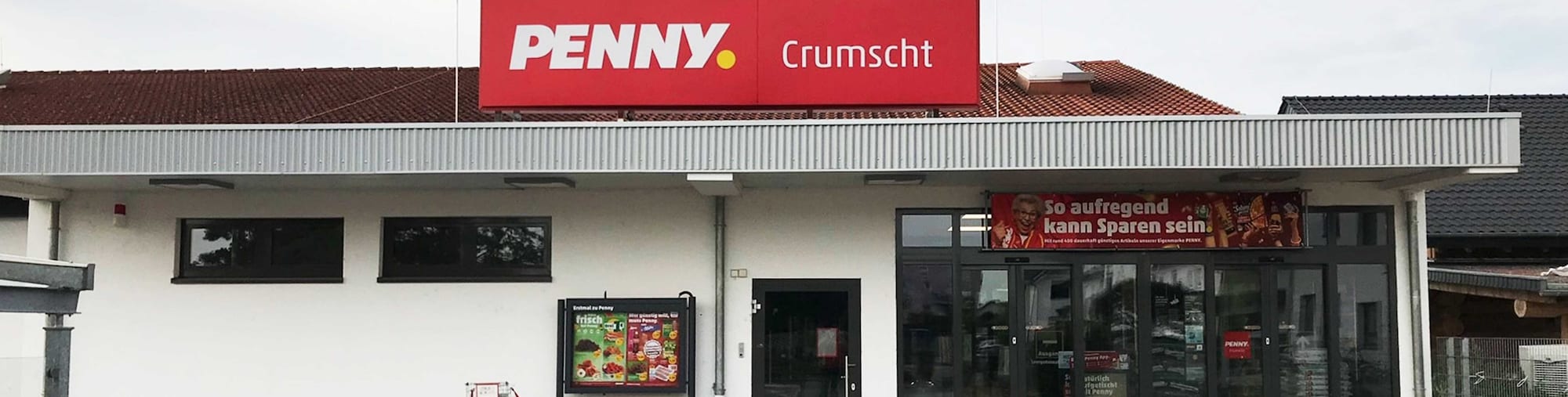 Sie sehen den Eingang vom Penny Markt in Riedstadt/Crumstadt, Darmstaedter Str. 35