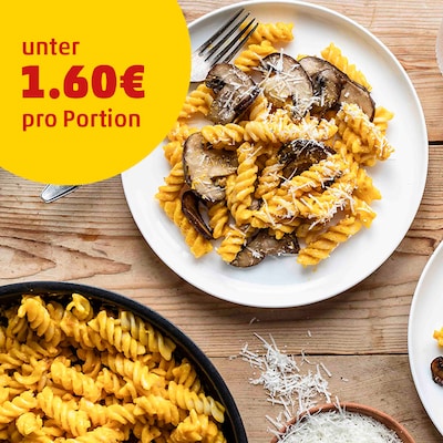 Kürbis Pasta mit Pilzen