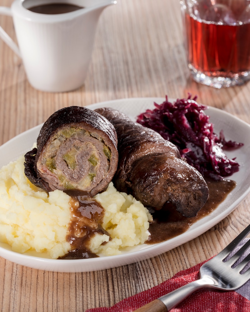 Dieses Bild zeigt die fertigen Rinderrouladen.