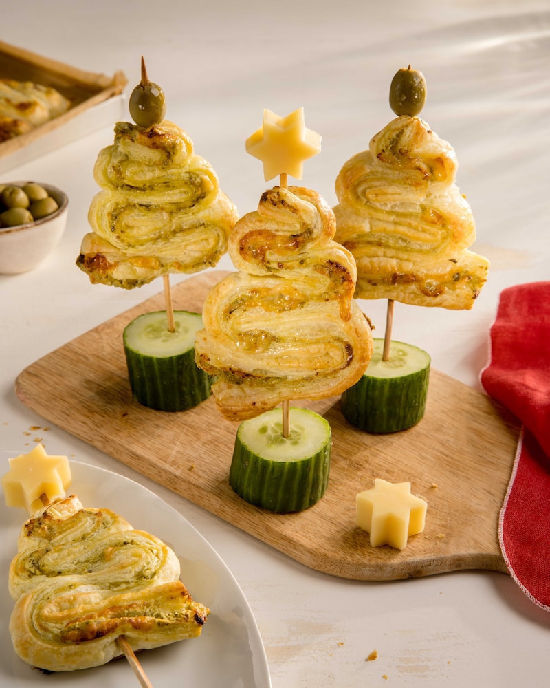 Dieses Bild zeigt Blätterteig mit Pesto.
