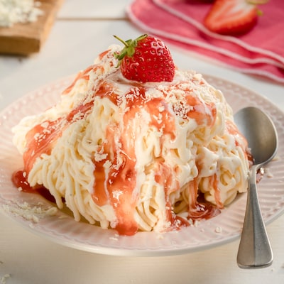 Auf diesem Bild siehst du unser Spaghetti Eis.