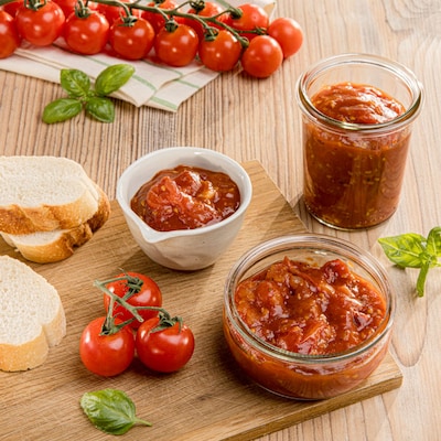 Dieses Bild zeigt den fertigen Tomatendip.