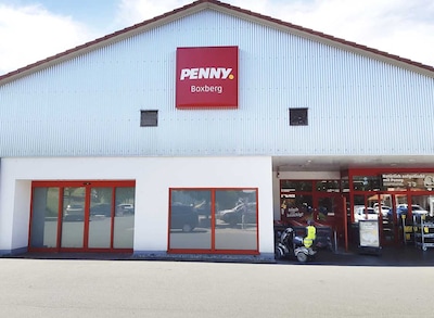 Sie sehen den Eingang vom Penny Markt in Boxberg Kurpfalzstr. 53