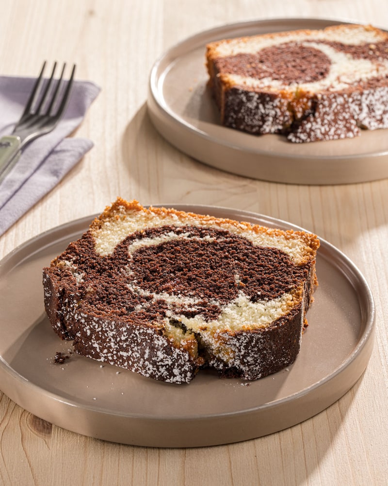 Dieses Bild zeigt den fertigen Marmorkuchen.