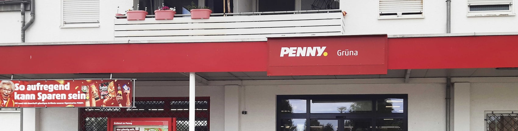 Sie sehen den Eingang vom Penny Markt in Chemnitz (Sachs) Chemnitzer Strasse 161A