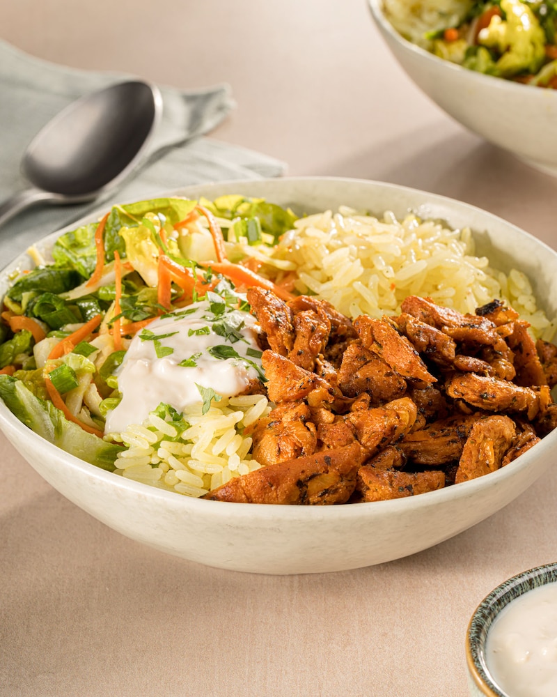 Dieses Bild zeigt die fertige Gyros-Bowl.