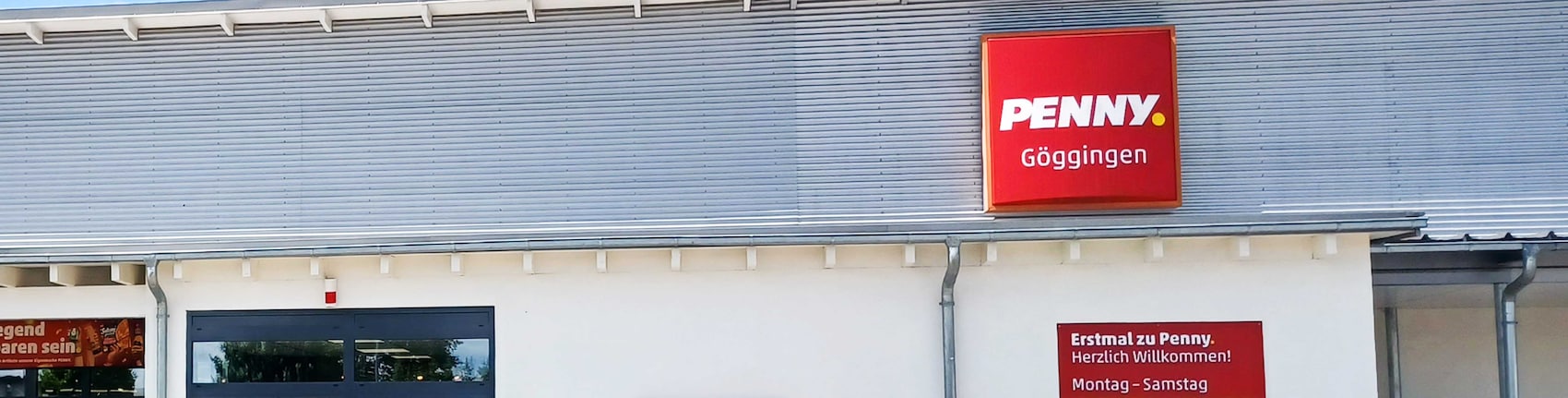 Sie sehen den Eingang vom Penny Markt in Goeggingen, Zum Steingau 2