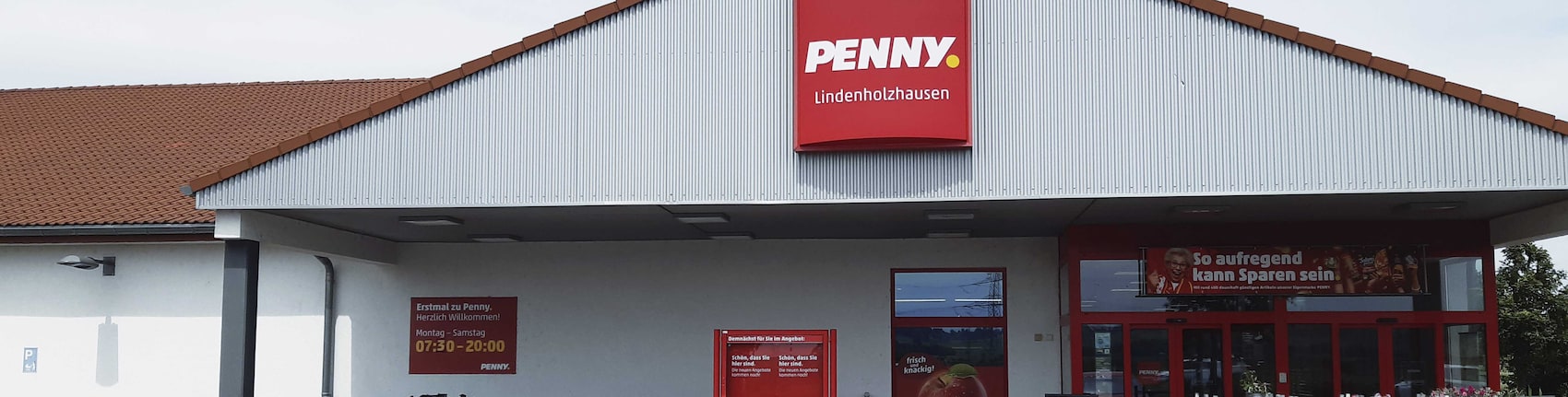 Sie sehen den Eingang vom Penny Markt in Limburg/Lindholzhausen, Frankfurter Strasse B8