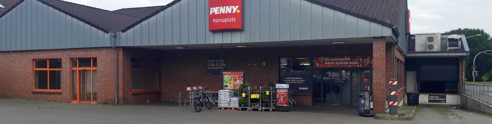 Sie sehen den Eingang vom Penny Markt in Wolfsburg, Hansaplatz 22